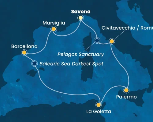 costa smeralda crociera mediterranea italia francia spagna tunisia